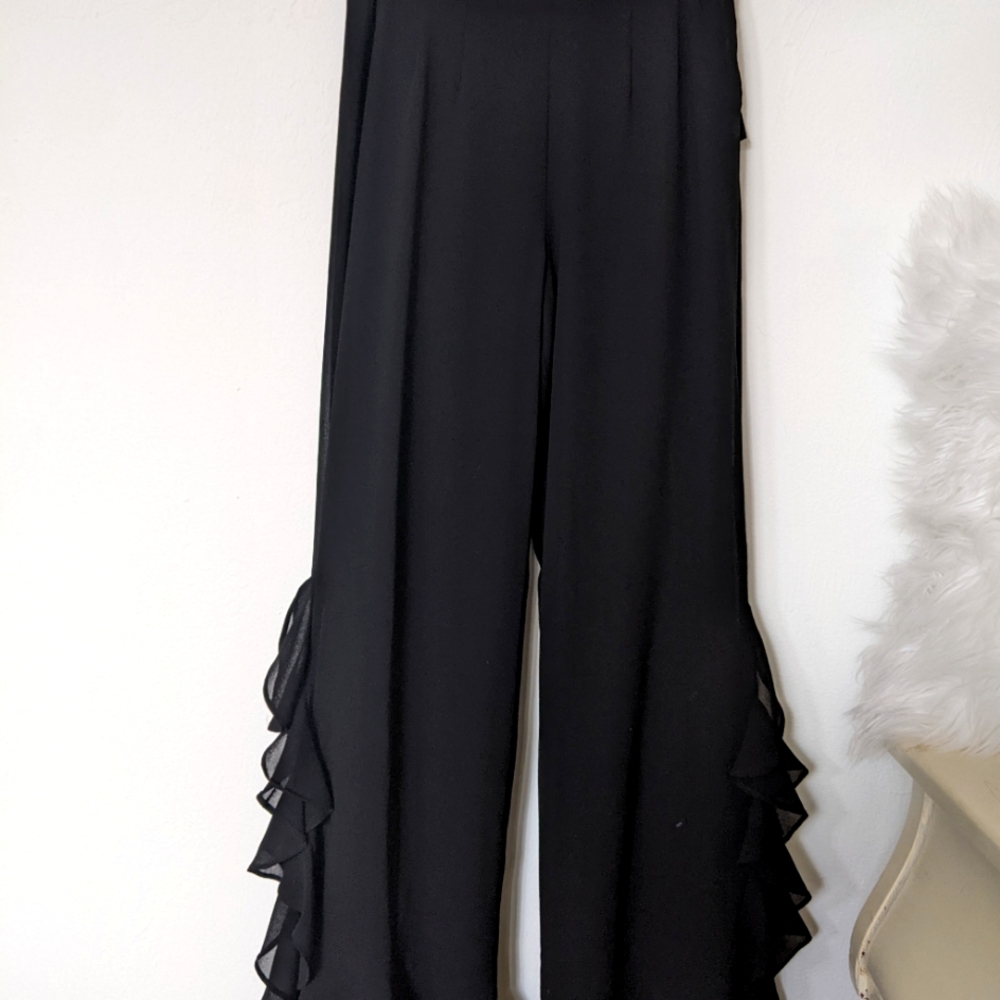 Studio I Ruffle bottom Pants Black size 6 - Picture 10 of 10